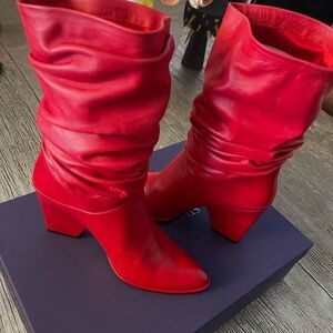 Stuart Weitzman Bold Red Heeled Boots